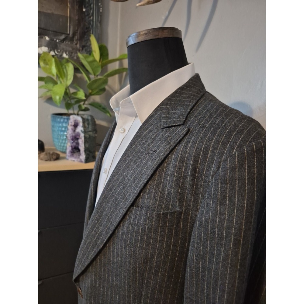 Armani Collezioni Mens 46R One Button Sport Coat Made In Italy Gray Pinstripe